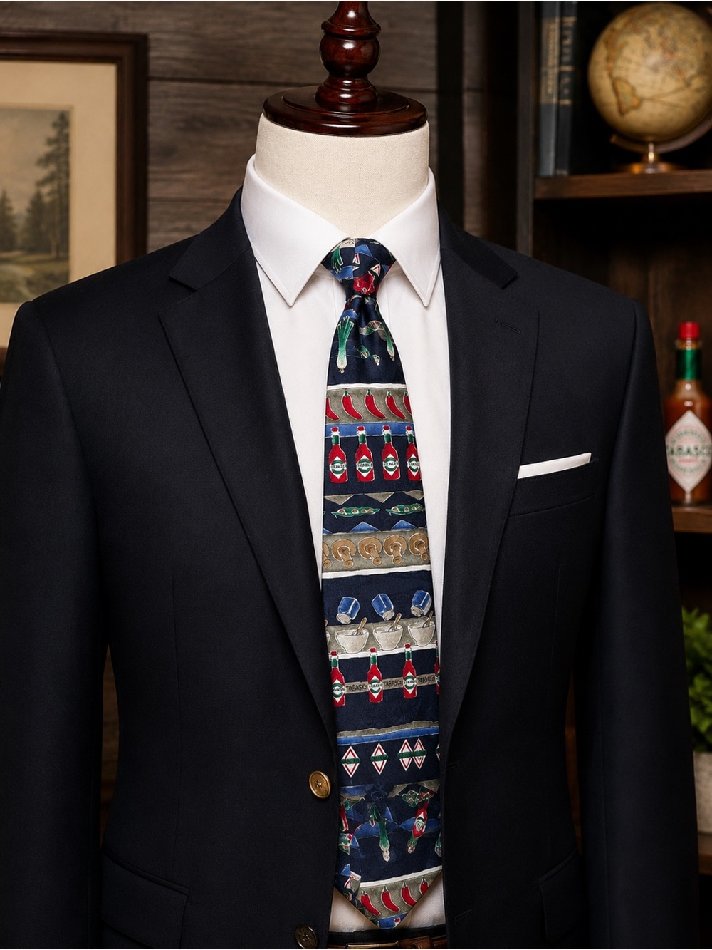 Tabasco Hot Sauce Necktie Silk Blend Novelty Food Theme Men's Tie